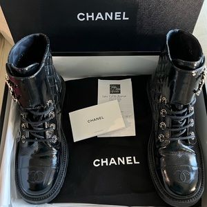 SALE! Authentic Chanel black and gold boots